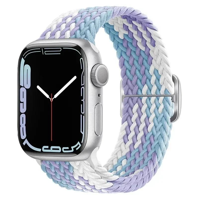 Nylon Strap for Apple Watch Ultra 2 Band 49mm 40mm 44mm 41mm 38 45mm Elastic Braided Loop Bracelet IWatch Series 9 8 7 6 SE 5 4