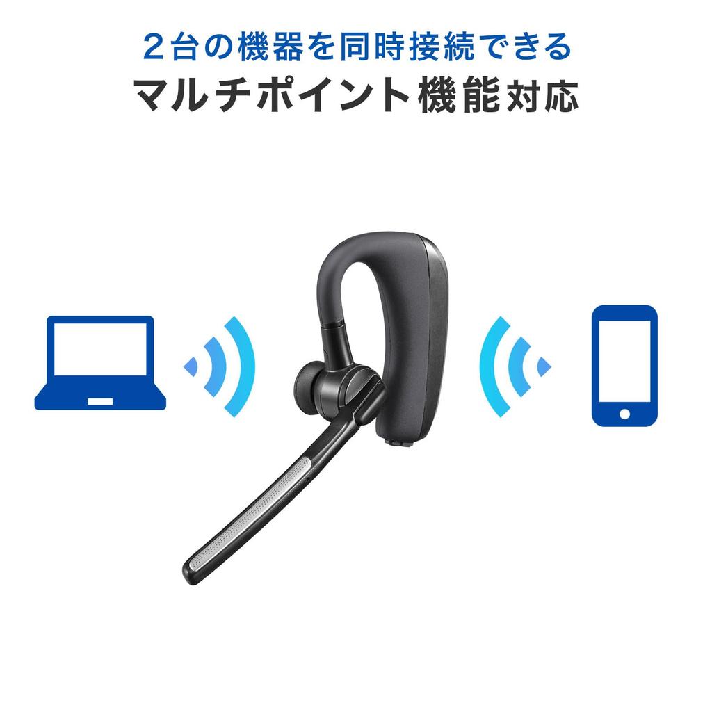 Sanwa Supply Bluetooth Headset (Dual Microphone with Noise Cancellation) MM-BTMH68BK