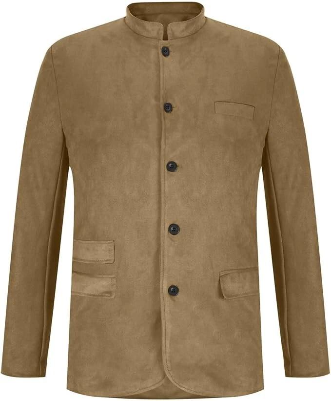 Formal Stylish Soft New Men Blazer Suede Brown Handmade Genuine Leather Lambskin