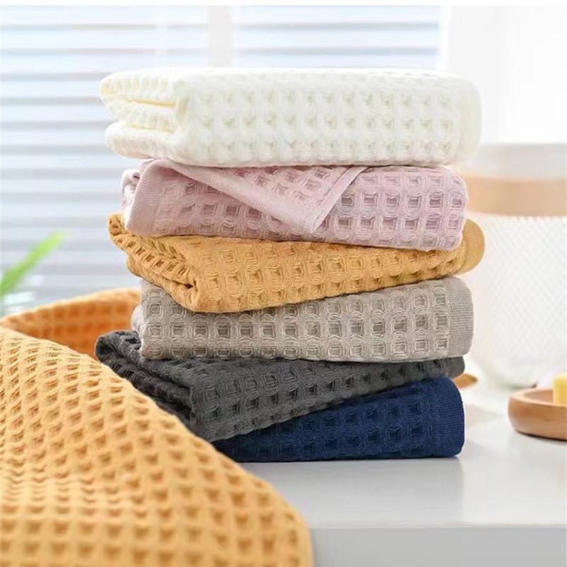 1Pc 35x35cm Waffle Solid Color Cotton Soft Absorbent Children Adult Family Bathroom Face Towel Home Life