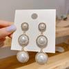 2023 Vintage Pearl Drop Earring For Women Ancient Sliver Color Long Pendant Dangle Earring Statement Ear Zircon Exquisite Gift