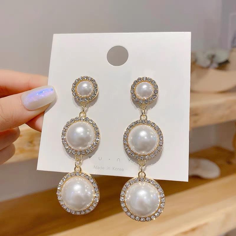 2023 Vintage Pearl Drop Earring For Women Ancient Sliver Color Long Pendant Dangle Earring Statement Ear Zircon Exquisite Gift