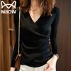MiiOW Women's V-Neck Slim-Fit Long Sleeve Knit Sweater