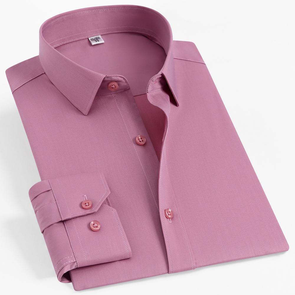 Pánská formální košile s dlouhým rukávem z bambusového vlákna nemačkavá, bez kapsy, pohodlná, prodyšná, připravená na obchodní jednání, regular střih, snadná péče