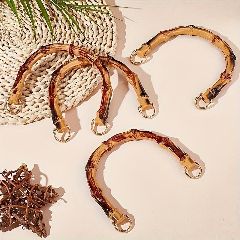 Asas de Plástico y Bambú para Cartera (4 piezas) - Anillas D y Asas con Gancho de Hierro Incluidas, Suaves y Duraderas para Manualidades de Bolsos DIY