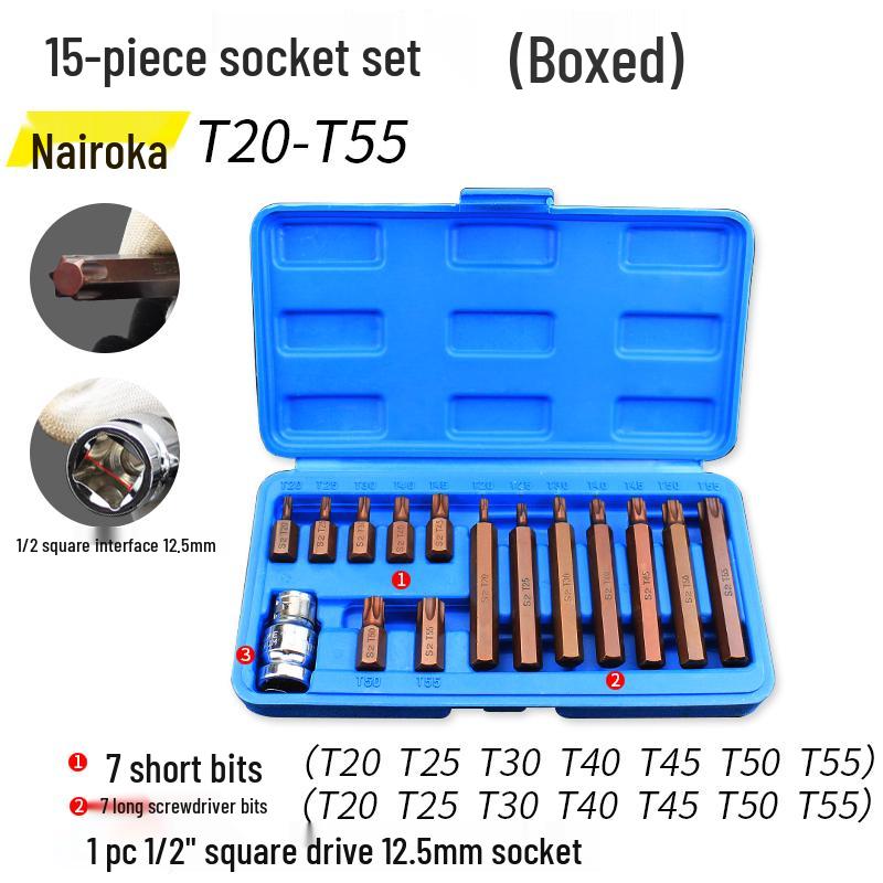 40-Piece Star and Hex Bit Socket Set for Auto Repair and Maintenance