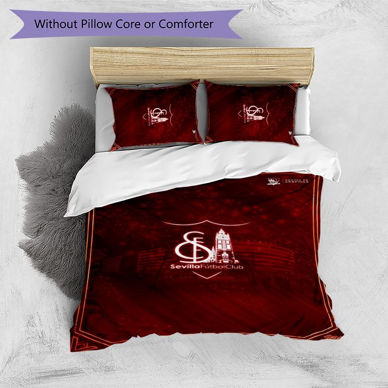 Set Lenzuola 3 Pezzi Stampato Sevilla FC Copripiumino Traspirante con Federe Biancheria da Letto Decorativa per Camera da Letto Casa