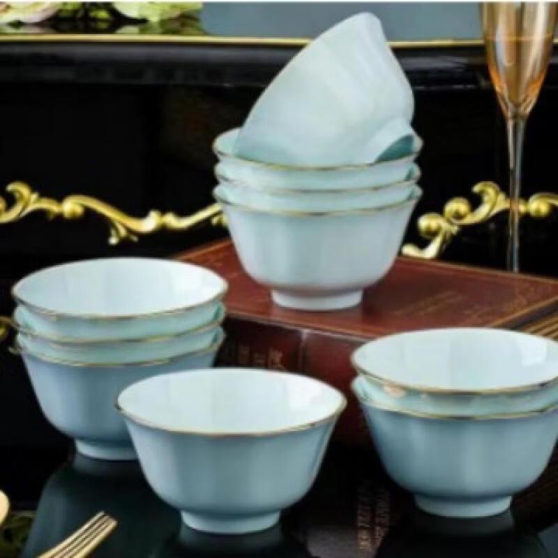 Керамический набор пиал для риса из костяного фарфора на высокой ножке (5-Pack)