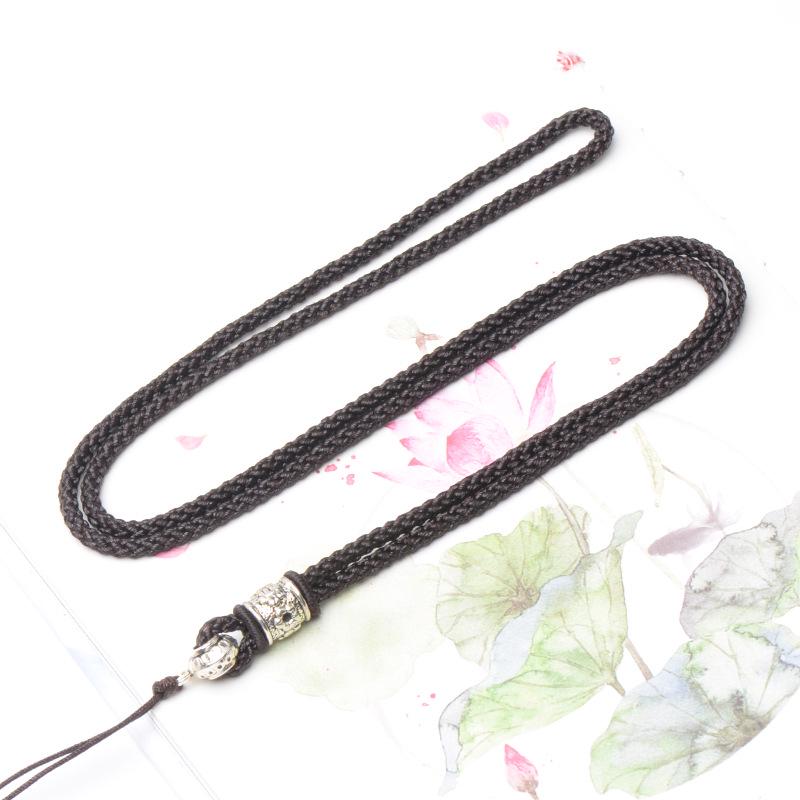 Fashionable Long Sweater Chain with Tibetan Silver Buckle Lanyard and Jade Pendant кофейный