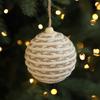Christmas Ball Ornament Linen Design Rustic Distressed Hanging Ball Xmas Tree Decor Farmhouse Ornament
