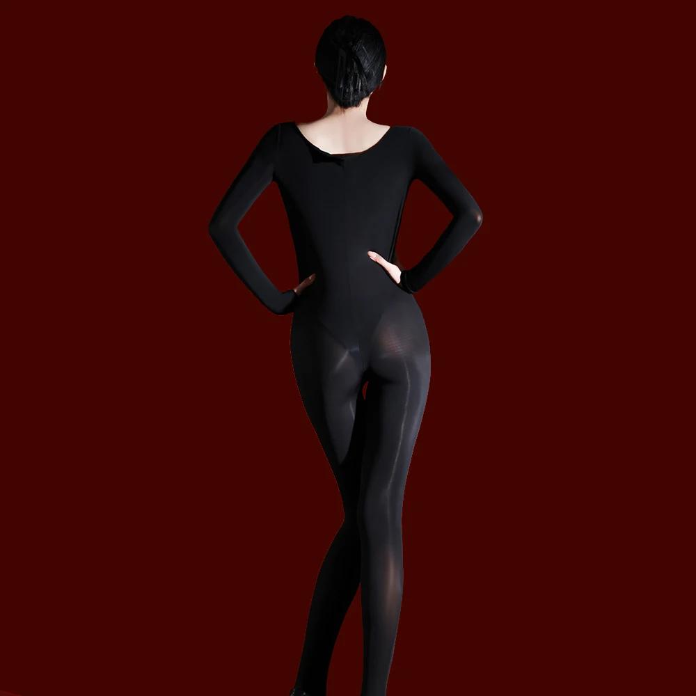 150Kg Women 6D Thin Bodysuit Open Crotch Oil Glossy Shiny Yoga Shaping Elastic Tights Body Stockings Leggings Maid Leotard
