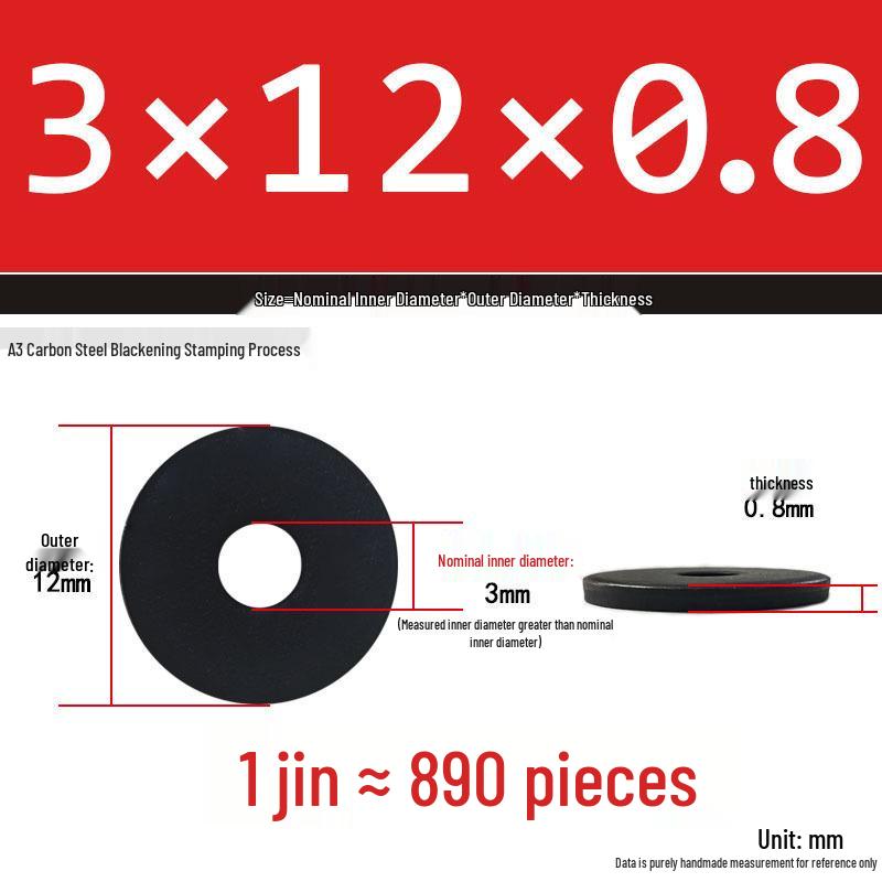 Thickened Black Flat Washer: Enhanced Round Metal Spacer for Home Use