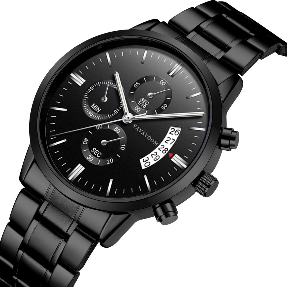 

VAVAVOOM Men s Stainless Steel Quartz Watch with Blue Face and Silver Chain