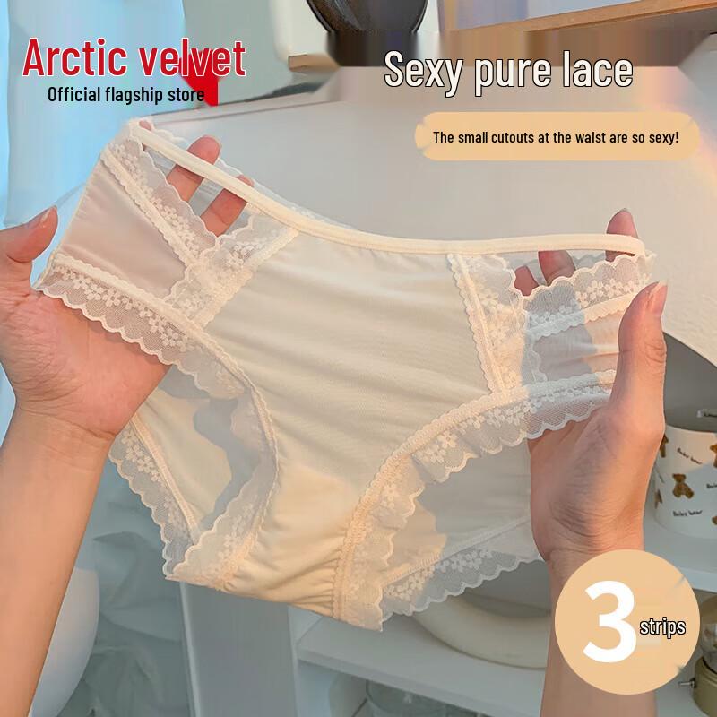 

Women s Sexy Lace Mid-Waist Briefs 3-Pack L
