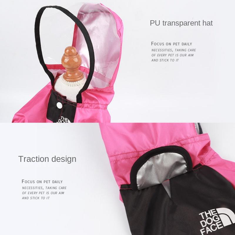 Dog Light Waterproof Raincoat All Season All-inclusive Hooded Water Resistant Transparent Poncho Pet Clothes Dog Costume