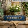2D Flachdruck, Einzelstück, Retro Badezimmer Aluminium Dekoschild, Stilvolles Florales Design, Wanddekoration, Rustikale Ästhetik für Badezimmer