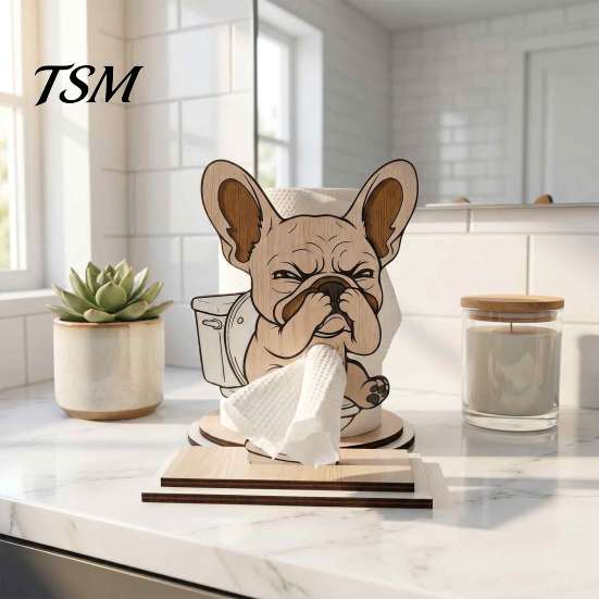 Novelty Bathroom Decor Roll Paper Holder, Creative Animal Shape Dispenser, Vertical Stable Tissue Sustainable Wood Stand Rack, Solid for Kitchen