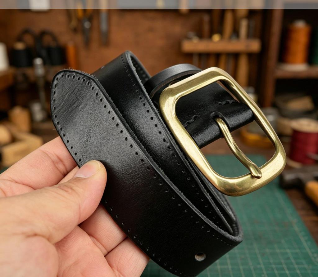 Men's Handmade Genuine Cowhide Leather Belt with Pin Buckle - Retro Casual for Students and Middle-aged Denim Styles