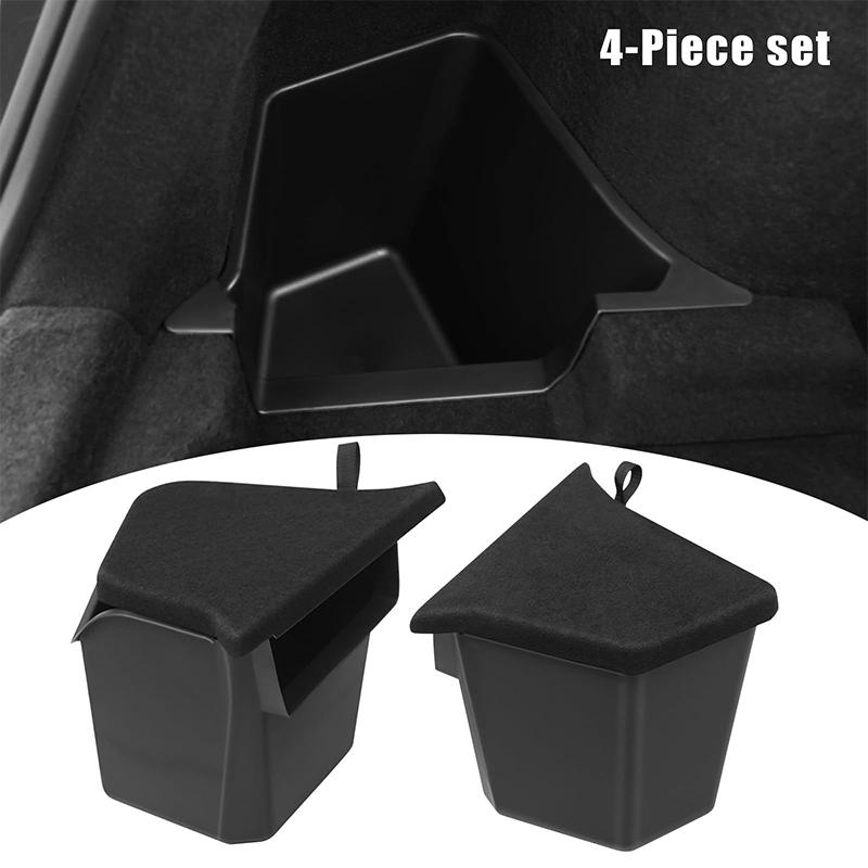 4Pcs For  Model Y Juniper Trunk Organizer Side Storage Box Boot Organizer Flocked Tpe Mat Anti-Dirty Car Travel Accessories
