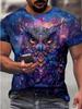Novel Owl Pattern 3D Printed Crew Men's T-Shirt Summer Animal Oversized Shirt Men's Anime