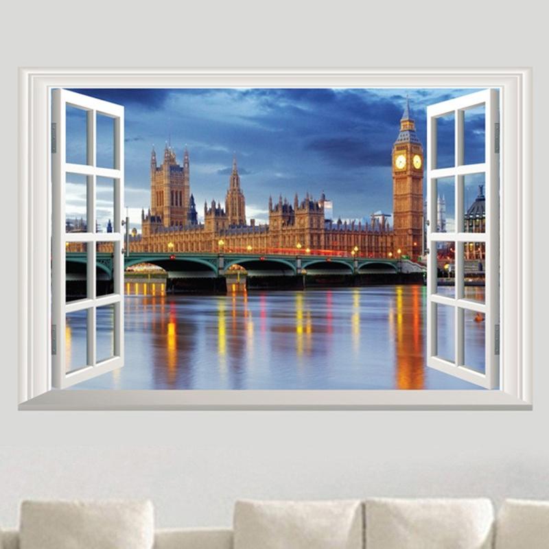 Multiple Styles City Landscape Mural For Home Decoration Aesthetic Rooms Window Art Tower Of London View Vinyl Wall Stickers
