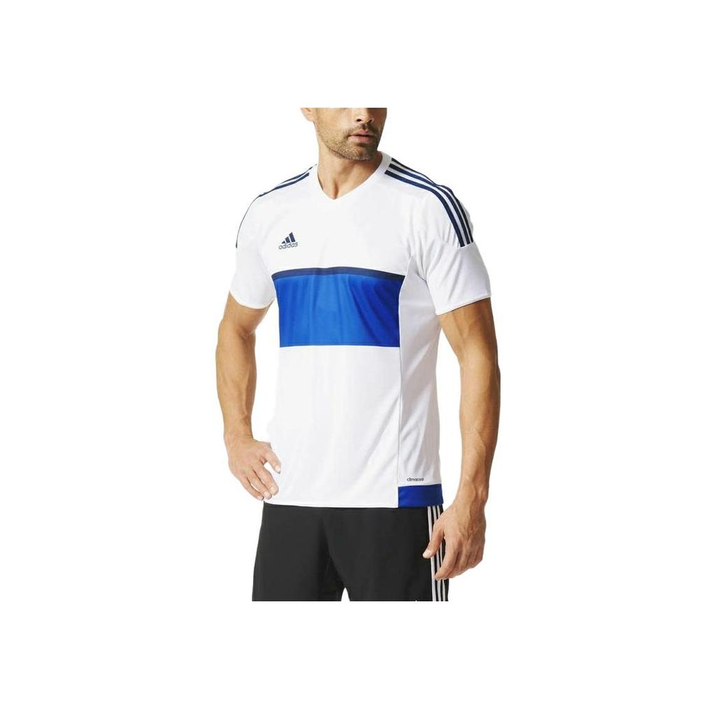 Adidas Logo Sports Round Neck Short Sleeve Football Jersey Retro Men jersey Blue AO1653