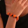 Skull Pumpkin Spiders Bead Bangle Simple Halloween Beaded Bracelet Wristband Adjustable Elastic Bangle Statement Jewelry