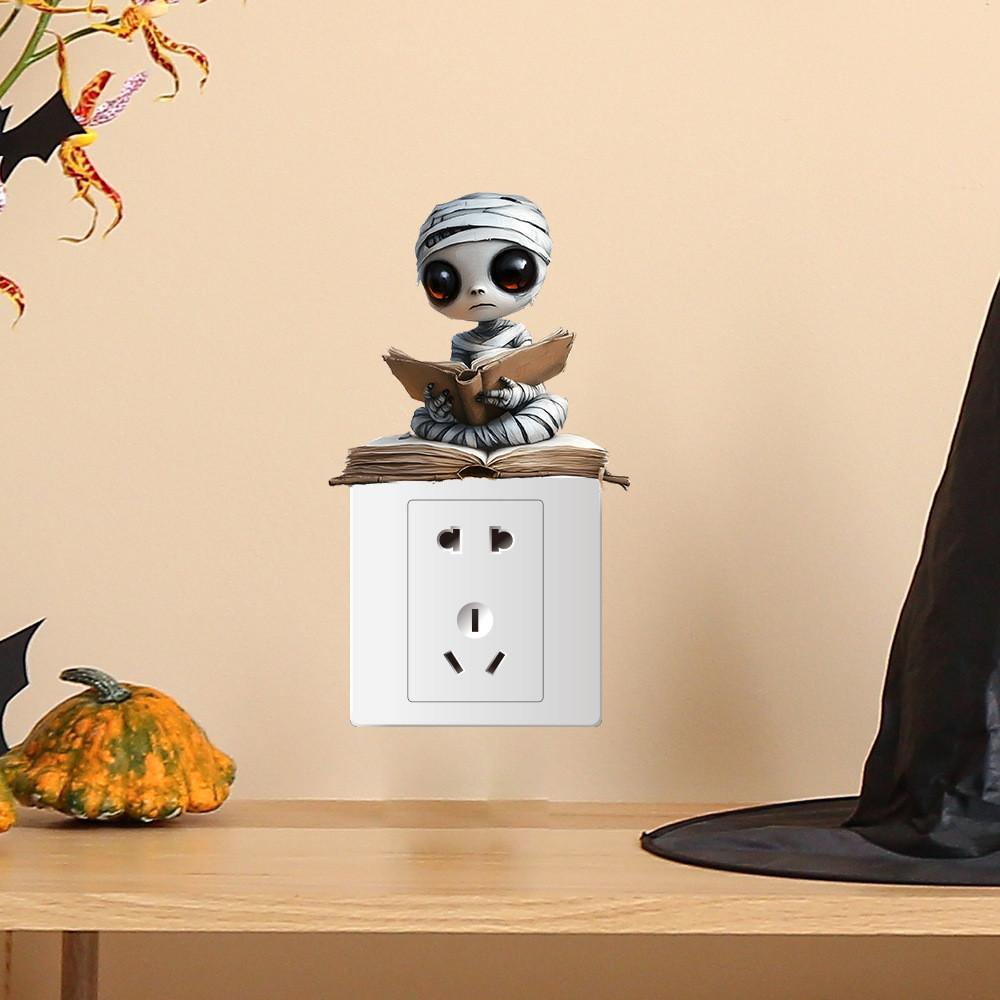 Halloween Cute Reading Book Skeleton Switch Sticker Wall Sticker For Decor Home
