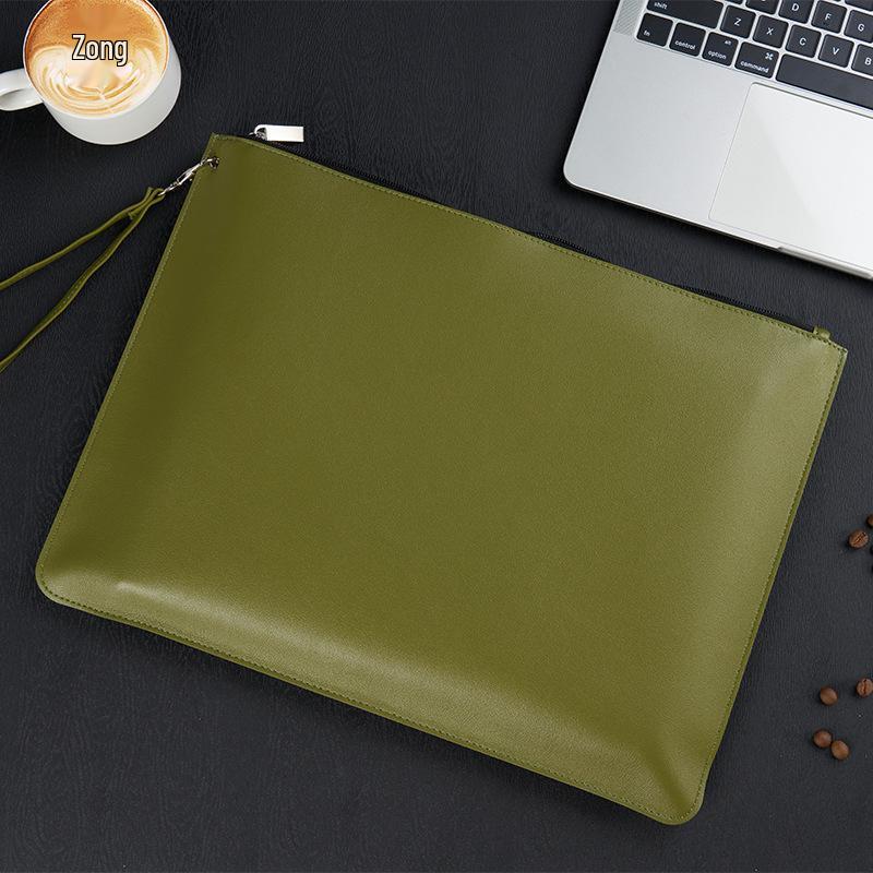 Handheld Waterproof Leather Document Bag with Custom Logo and Large Capacity.