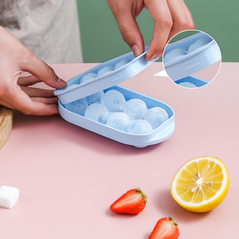 8 Girds Ice Cube Trays for Freezer Mini Ice Ball Maker Mold Circle Round Ice Cube Mold with Lid Making Household Kitchen Tools