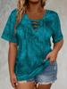 Top Casual da Donna a Manica Corta Tie Dye con Lacci e Scollo a V Taglie Forti