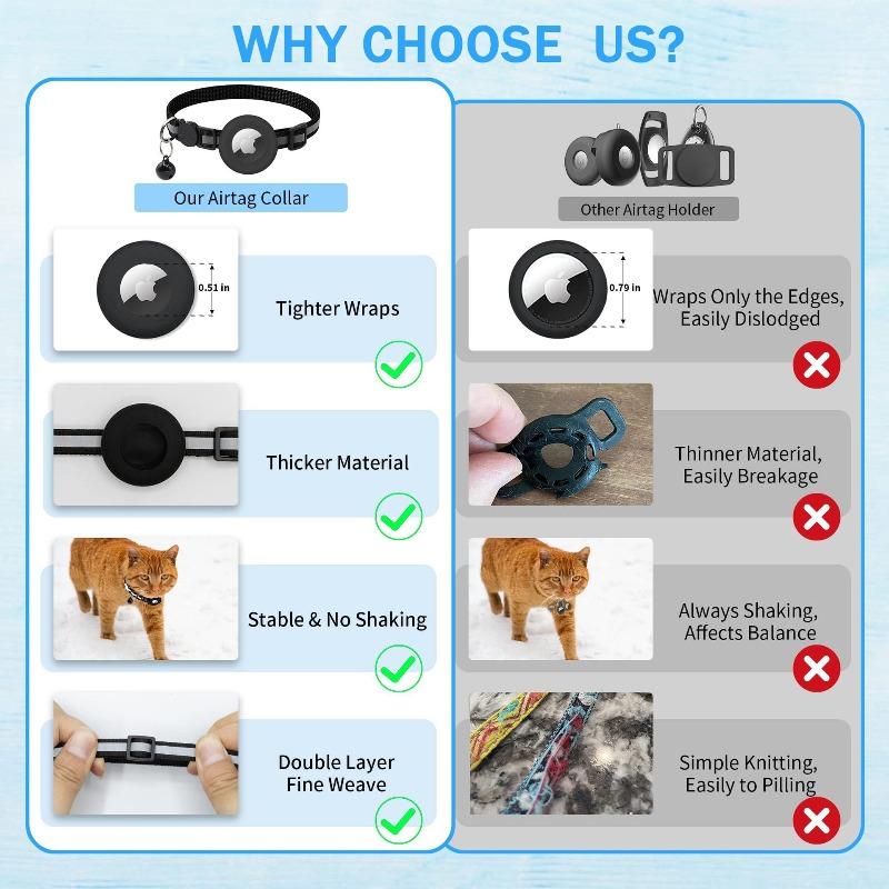 Airtag Cat Collar with Bell Reflective Anti-loss Silicone Protective Cover Small Neck Ring Cat Anti-loss