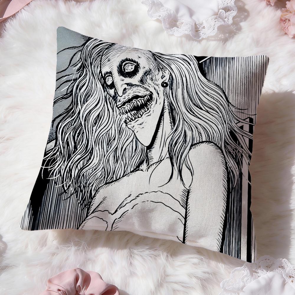 J-Junji Ito Terror Horror Cushion Cover Premium Comfort Reversible Pillow Cove -Two in One Design for Any Room & Car Interior