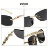1pc Unisex Fashion Rimless Fashion Glasses with Golden-Tone Metal Frame & Blue Transparent Lenses