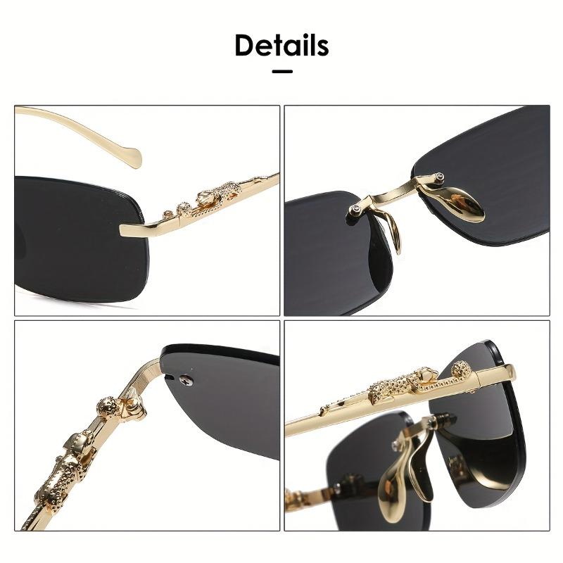 1pc Unisex Fashion Rimless Fashion Glasses with Golden-Tone Metal Frame & Blue Transparent Lenses