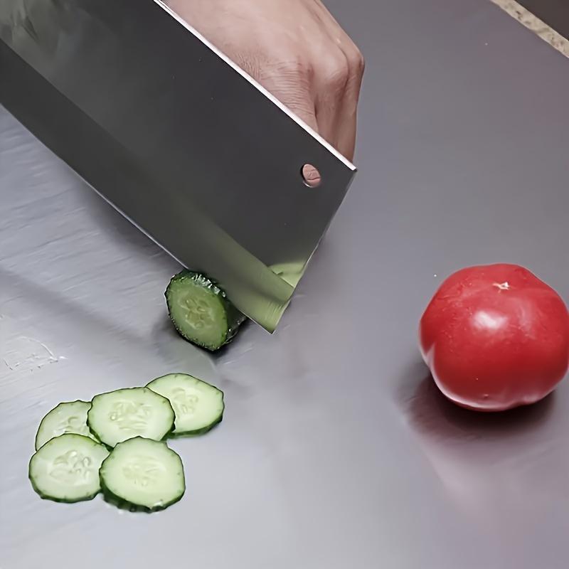 Extra Large Stainless Steel Rolling Chopping Board Double-Sided, Durable Kitchen Countertop Protector for Home Cooks, Culinary Chopping Board