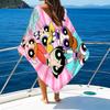 1pc Powerpuff Beach Towel with Custom Name, Beach and Seaside Swimming Pool Equipment, Fashion Pattern, Rectangular, Travel Essential