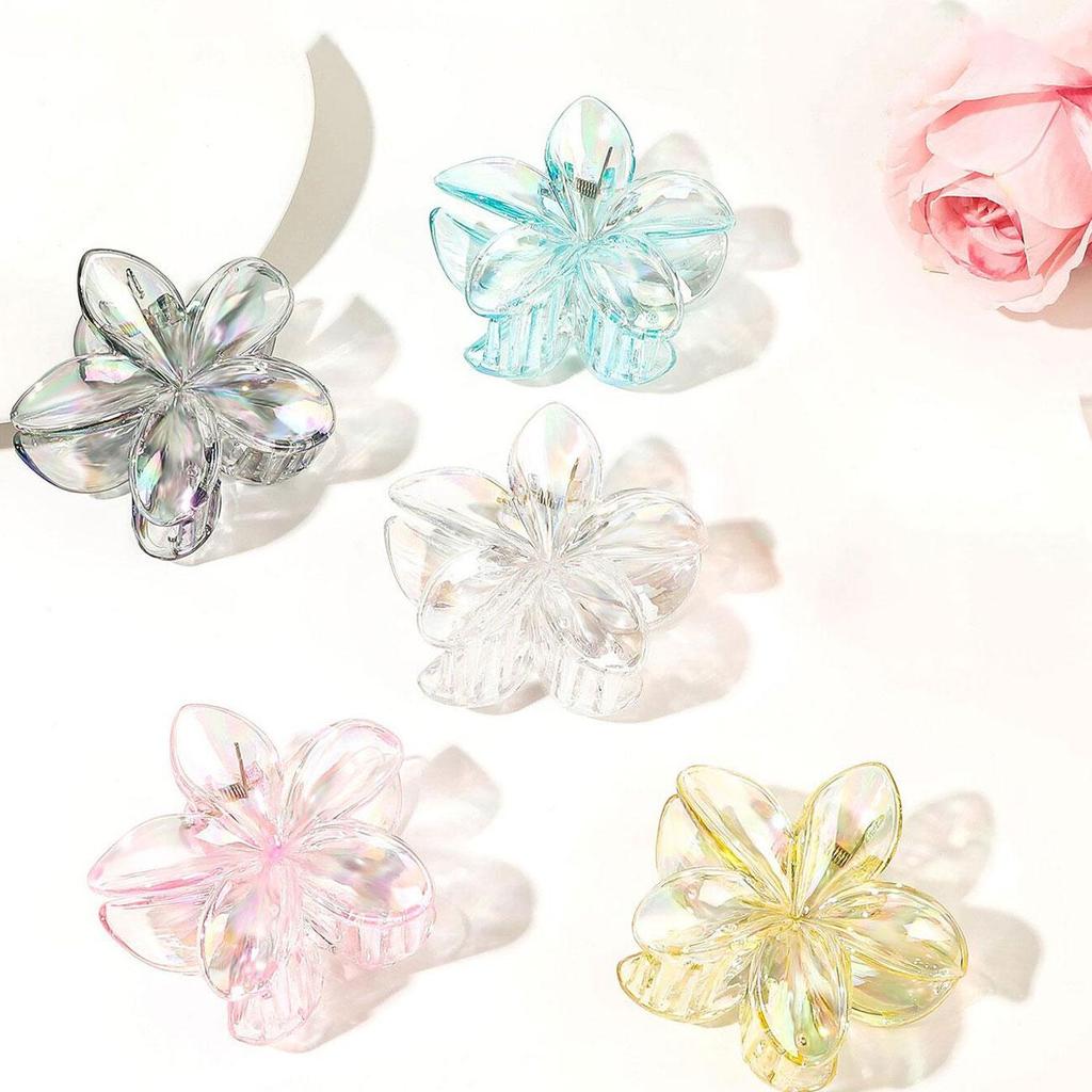 Hairpin Flower Hair Clip Cute Grab Clip Plastic Large Hair Claw Geometry Blingbling Transparent Hair Clip Vacation