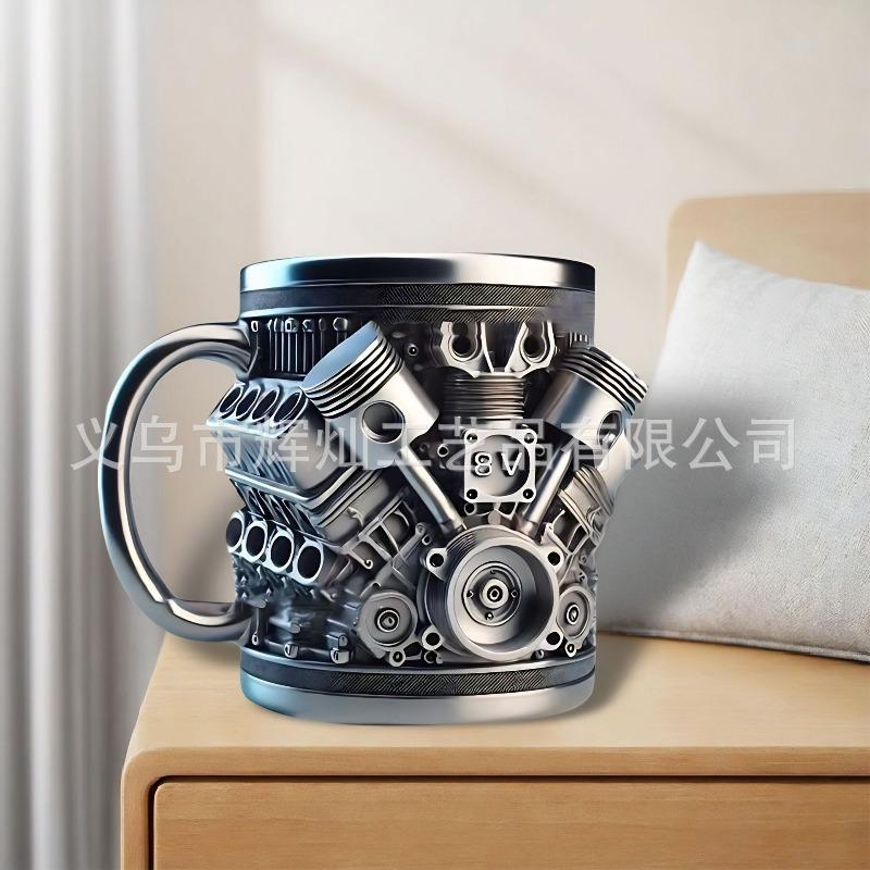 FOR  V8/V6 Engine Block Resin Mug High-End Mechanical Art Cup Car Lover Gift