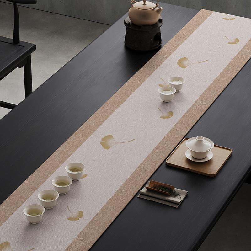 New Chinese Tea Banquet Zen Table Flag Fabric Table Mat Waterproof Tea Tablecloth Tea Table Long Strip Light Luxury High-end