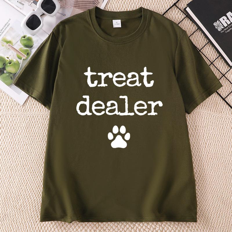Playful Treat Dealer TShirt Paw Print Design T Shirt Casual Round Neck Printed TShirts for Unisex and Unisex Dog Lover Clothes