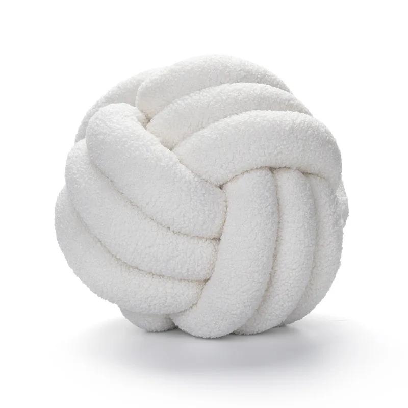 Hochwertige, geknotete Ball-Dekorationskissen für Wohnzimmer, Lammfleece-Bett- und Sofakissen, schlichtes Wohnaccessoire