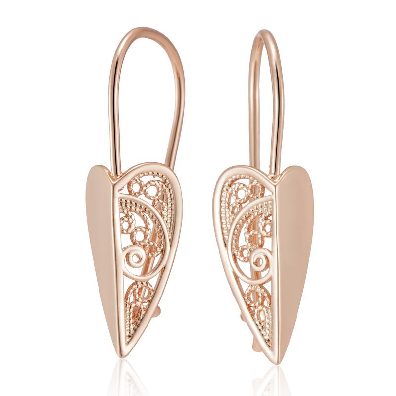 

Unusual Rose Gold Long Earrings Geometric Hollow Flower Big Drop Earrings For Women Fashion Daily Jewelry Gift