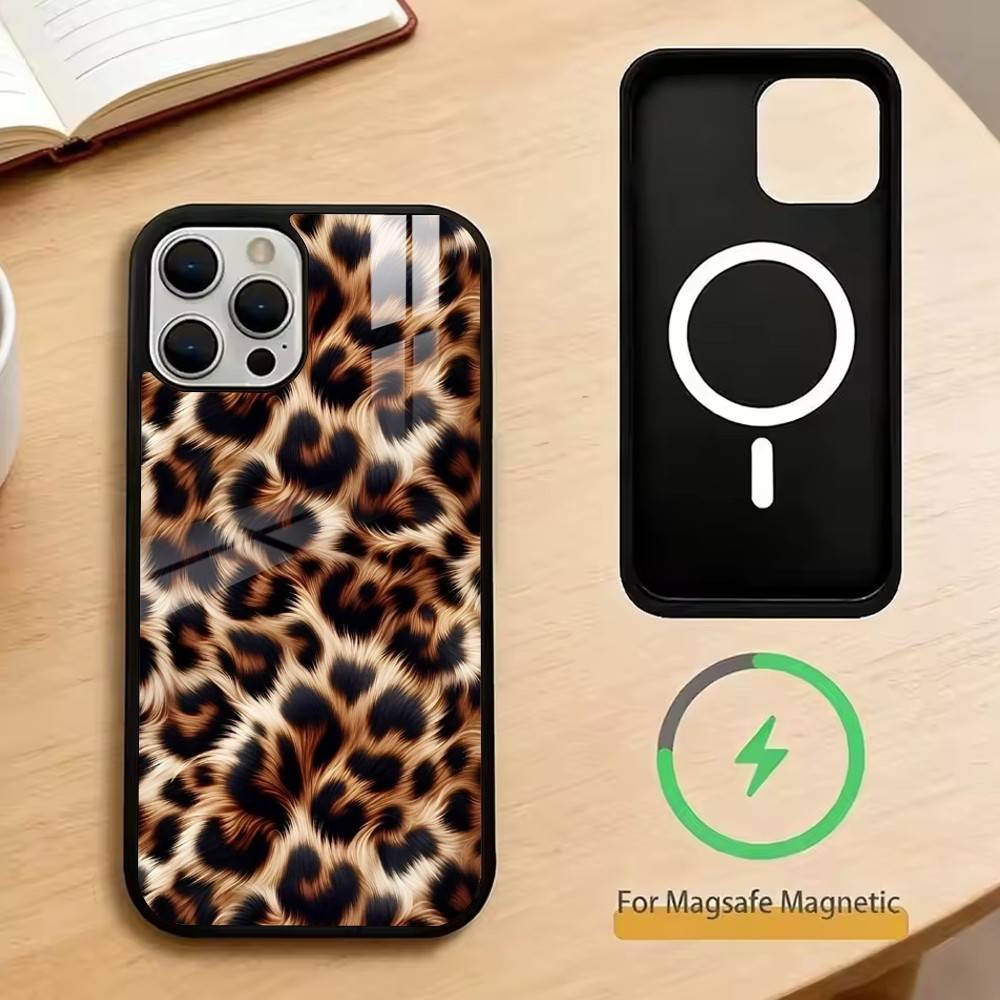 Leopard Print Tiger Skin   Phone Case For iPhone17,16,15,14,13,12,11 Plus,Pro Magnetic For Magsafe Wireless Charging