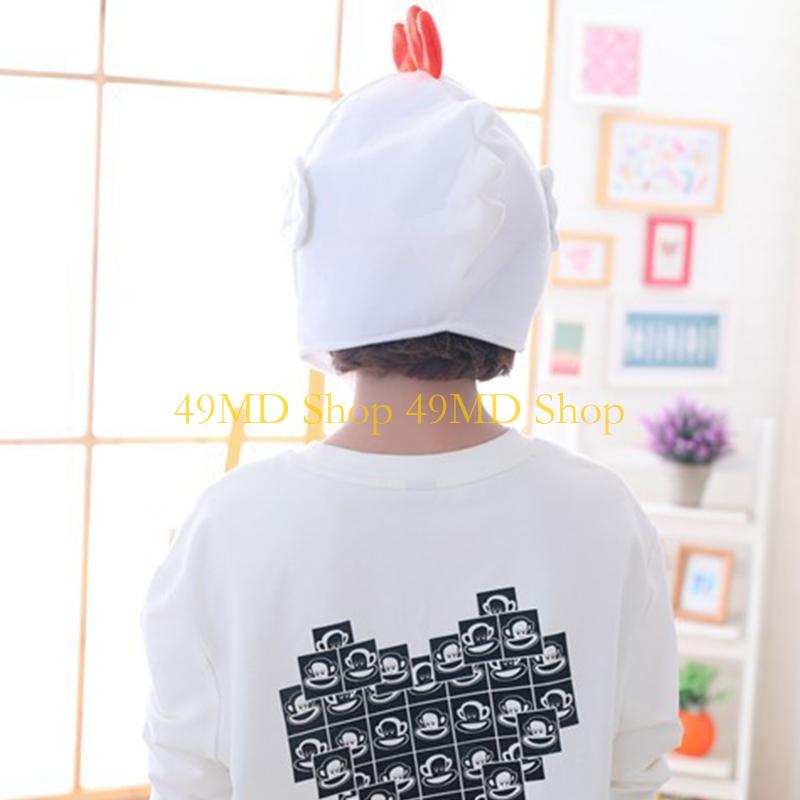 49MD Novelty Funny Cartoon Chicken Animal Plush Hat Stuffed Toy Full Headgear Cap Cosplay Costume Winter Festival Party Dress Up