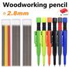 4pcs/set 2.8mm Deep Hole Woodworking Pencil Set, Pen Cover with Built-in Sharpener- for Carpenter Architectural Marking Tool