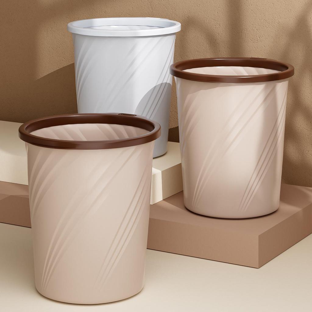 Large Capacity Lidless Trash Can for Bathroom and Kitchen - Light Luxury Design