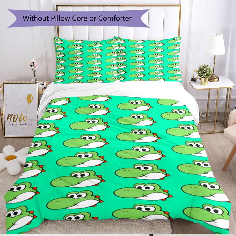 3pcs Duvet Cover Set (1*Duvet Cover + 2*Pillowcase, Without Core), Yoshi Print Soft All‑Season Bedding Set, Home Bedroom Decor Gift