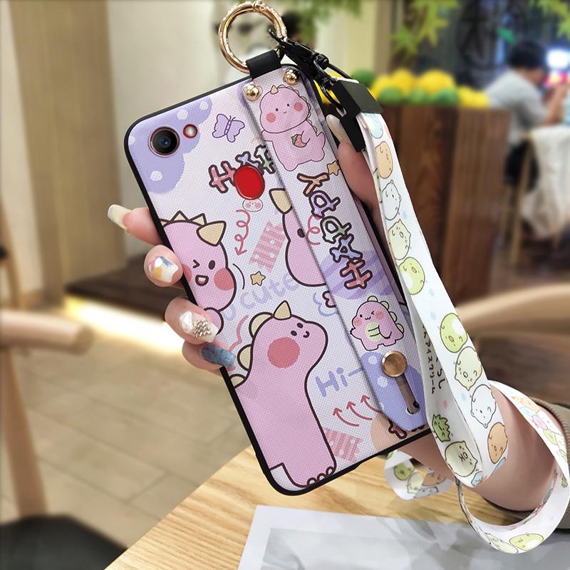 Kickstand Anti-knock Phone Case For OPPO F7 Ring Protective Wrist Strap Phone Holder Wristband Dirt-resistant Durable