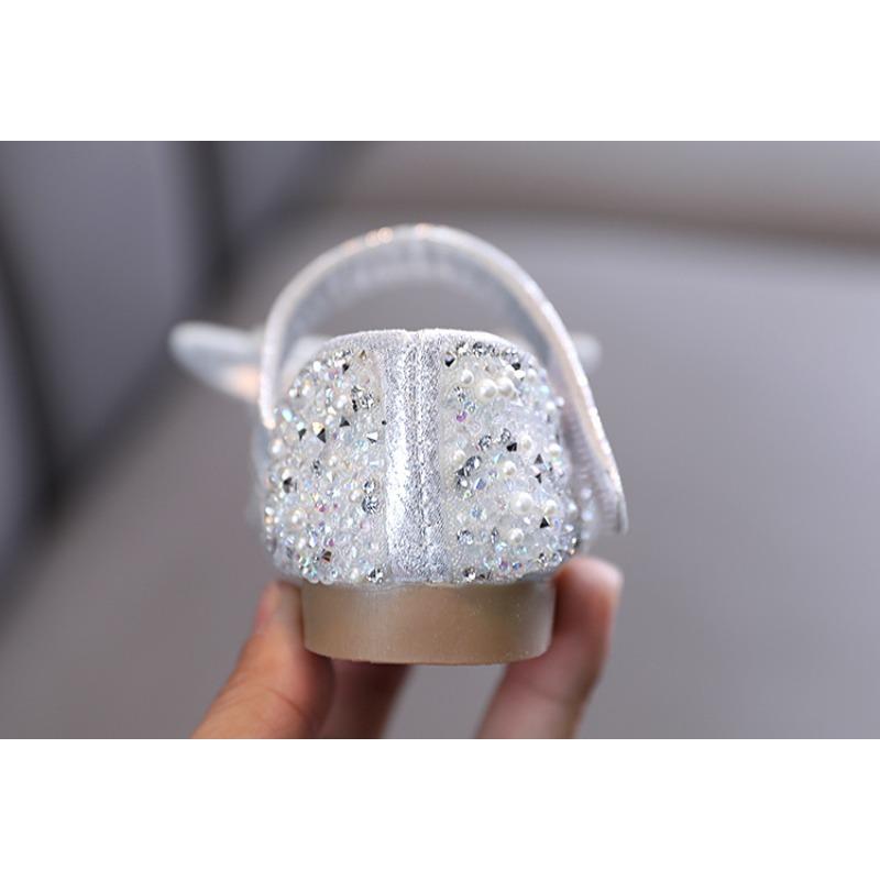 Spring & Fall New Korean-Style Girls' Mary Jane Shoes with Princess Bow & Crystal Rhinestones - for Performance and Dance